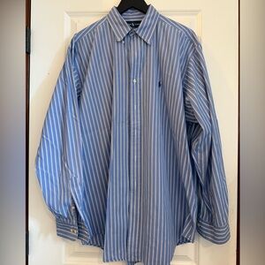 Ralph Lauren Blue and White Striped Men's Shirt
